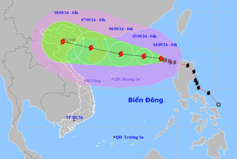 Thời tiết ngày 4-9: Bão số 3 mạnh cấp 11, giật cấp 13 trên khu vực Bắc Biển Đông