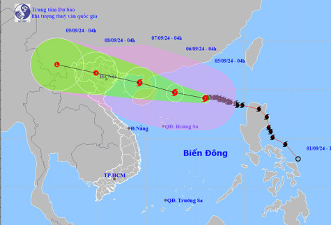 Thời tiết ngày 5-9: Bão số 3 di chuyển theo hướng Tây Tây Bắc, mạnh cấp 15