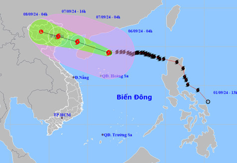 Thời tiết ngày 6-9: Bão số 3 (bão Yagi) mạnh cấp 16, di chuyển theo hướng Tây