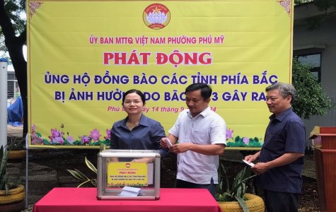 Phường Phú Mỹ, TP.Thủ Dầu Một: Ủng hộ 70 triệu đồng tiền mặt và nhiều phần quà hỗ trợ đồng bào miền Bắc khắc phục hậu quả bão, lũ