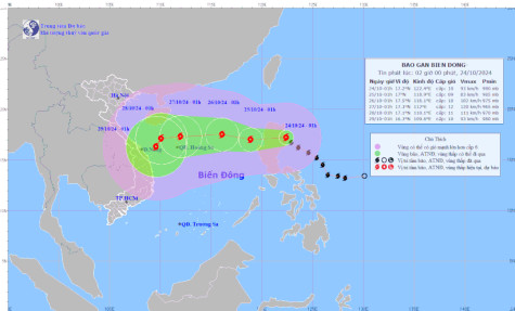 Thời tiết ngày 24-10: Vùng biển phía Đông khu vực Bắc Biển Đông có mưa bão