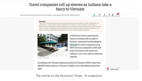 Vietnam, a unique destination attracting Indian tourists: Indian newspaper