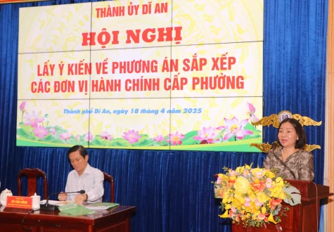 Thành ủy Dĩ An tổ chức hội nghị lấy ý kiến góp ý về phương án sắp xếp các đơn vị hành chính các cấp