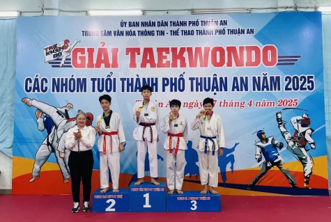 Giải Taekwondo các nhóm tuổi TP.Thuận An 2025: phường An Thạnh giành ngôi nhất đầy thuyết phục